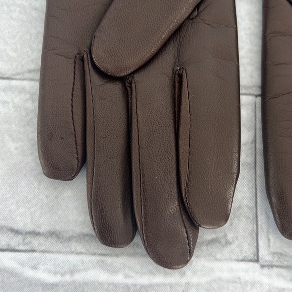 Genuine leather chocolate brown gloves size medium - Picture 3 of 6